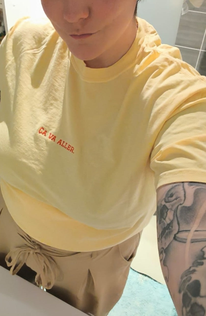 T-shirt femme message miroir - jaune - CA VA ALLER